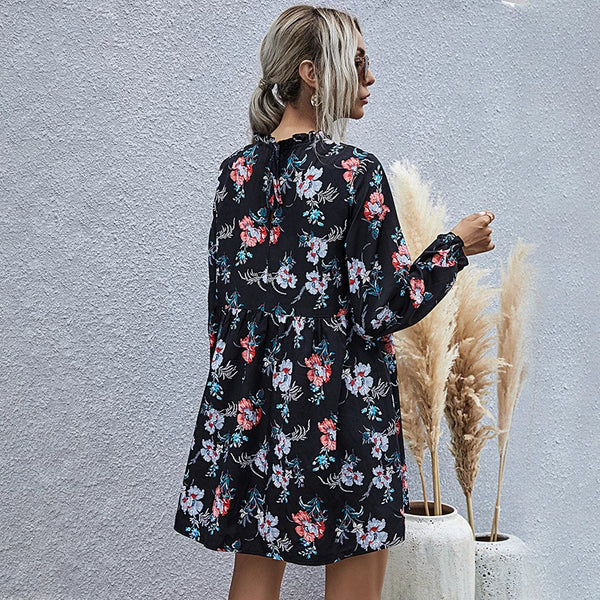 Floral Dress Women Casual Full Sleeve High Waist Loose Print Dress  Find  me Pretty