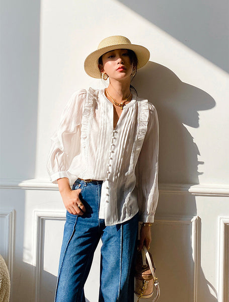 Haut Femme RO&DE Style Boho - Taille L, Couleur Rouge Foncé, Manches Longues En Rayon | Neuf Avec étiquettes