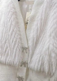 Knit knitted Genuine Fake raccoon fur coat jacket overcoat Rhinestone buttons winter warm fur coat