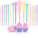 Makeup Brushes Set- A (17 Pcs) Premium Quality Synthetic and Colorful Brushes Kit with Purple Top and Blue Bottom Sponges for Blush Concealers, Blending Face Powder and Eyeshadow Makeup