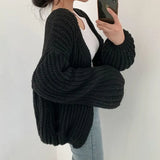 Vintage Harajuku Lantern Sleeve Cardigan Sweater Casual Fall Streetwear Tops Coat Chic Lazy Wind Sweater