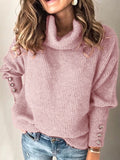 Autumn/Winter Solid High Neck Sweater Loose Large Size Knit Classic Versatile Sweater