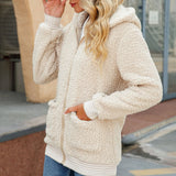 Outerwear Winter Loose Plush Patchwork Hoodie Cardigan Loose Foam Warm Coat Winter Jacket