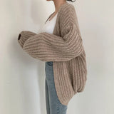 Vintage Harajuku Lantern Sleeve Cardigan Sweater Casual Fall Streetwear Tops Coat Chic Lazy Wind Sweater