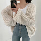 Vintage Harajuku Lantern Sleeve Cardigan Sweater Casual Fall Streetwear Tops Coat Chic Lazy Wind Sweater