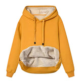 Harajuku Sweatshirt Hoodie Thickened Hooded Solid Color Winter Clothes Padded Warm Pullover Sweater Tops Coat