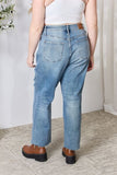 Full Size Distressed Raw Hem Straight Jeans