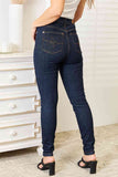 Full Size High Waist Pocket Embroidered Skinny Jeans