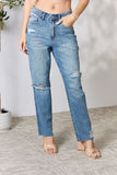 Full Size Distressed Raw Hem Straight Jeans