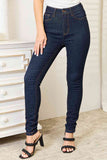 Full Size High Waist Pocket Embroidered Skinny Jeans