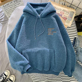 Autumn Winter Coat Sweet Hooded Sorry Print Harajuku Loose Pocket Hoodies Fleece Flannel Pullover Sweatshirt