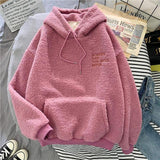 Autumn Winter Coat Sweet Hooded Sorry Print Harajuku Loose Pocket Hoodies Fleece Flannel Pullover Sweatshirt