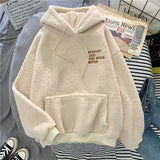 Autumn Winter Coat Sweet Hooded Sorry Print Harajuku Loose Pocket Hoodies Fleece Flannel Pullover Sweatshirt