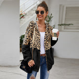 Autumn Winter Leopard Sweatshirts Long Sleeve Hooded Hoodies Casual Zipper Hoodie Top Warm Coat