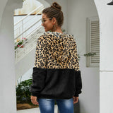 Autumn Winter Leopard Sweatshirts Long Sleeve Hooded Hoodies Casual Zipper Hoodie Top Warm Coat