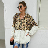 Autumn Winter Leopard Sweatshirts Long Sleeve Hooded Hoodies Casual Zipper Hoodie Top Warm Coat