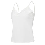 Women Lace Tank Design Solid Color V-neck Summer Tops Ladies Backless Cami Underwear Top