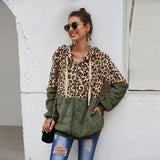 Autumn Winter Leopard Sweatshirts Long Sleeve Hooded Hoodies Casual Zipper Hoodie Top Warm Coat