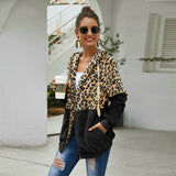 Autumn Winter Leopard Sweatshirts Long Sleeve Hooded Hoodies Casual Zipper Hoodie Top Warm Coat