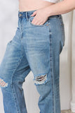 Full Size Distressed Raw Hem Straight Jeans