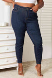 Full Size High Waist Pocket Embroidered Skinny Jeans