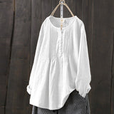 Long Sleeve Cotton Linen Blouse women Bohemian Loose Solid Shirt Top