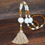 Bohemian Necklace Handmade Stones Tassels Wood Beads Necklace Long Jewelry Gifts