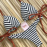 Striped Bikini Knotted Swimsuit Women Beach Wear Swimwear Bandeau Brazilian