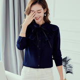 Shirt Long Sleeve Korean Ruffles Women Streetwear Slim Chiffon Blouse Elegant Ladies Top