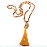 Fashion Bohemian Tribal Jewelry Natural Stones Long Knotted Moon Stone Tassel Necklaces Women Necklace