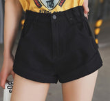 Denim Shorts Jeans Wide Leg Elastic Waist Vintage High Waist Shorts Women Summer