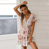 Floral Print Ethnic Summer Beach Female Split Stylish Style women dress Sleeveless V-Neck Spaghetti Strap Beach dress