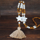 Bohemian Necklace Handmade Stones Tassels Wood Beads Necklace Long Jewelry Gifts