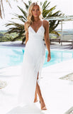 Women Summer Boho Party Beach Sleeveless White Color Backless Long Maxi Dress Sundress