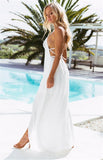 Women Summer Boho Party Beach Sleeveless White Color Backless Long Maxi Dress Sundress