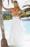 Women Summer Boho Party Beach Sleeveless White Color Backless Long Maxi Dress Sundress