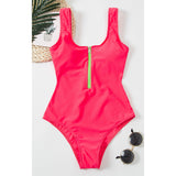 Zipper One Piece Swimsuit Women Swimwear Bodysuit Swimsuit Push Up Monokini Bathing Suit Summer Beachwear