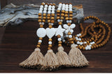 Bohemian Necklace Handmade Stones Tassels Wood Beads Necklace Long Jewelry Gifts