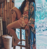 Bohemian Printed Summer Dress Long Kimono Tunic Beach Wear Cover Up