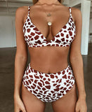 Padded Push Up Leopard print Bandage Bikini Push-up Padded Bra Swimsuit Bathing 2pcs Set Swimwear