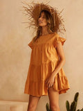 Summer Boho Women Mini Dress Casual Loose Cute Layered Solid Beach