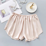 Satin Women Pajama Shorts Summer Cute Elastic Waist Solid Cool Sleepwear Bottoms