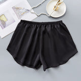 Satin Women Pajama Shorts Summer Cute Elastic Waist Solid Cool Sleepwear Bottoms