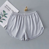 Satin Women Pajama Shorts Summer Cute Elastic Waist Solid Cool Sleepwear Bottoms