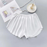 Satin Women Pajama Shorts Summer Cute Elastic Waist Solid Cool Sleepwear Bottoms