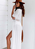 Summer Beach Dress Female Solid Bikini Cover Ups Short Sleeve V-Neck White Pareo Swimwear