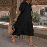 Summer Dress Vintage Sexy Lantern Sleeve Mid-Calf Dress Beach Bohemian Women Sundress Casual Oversized