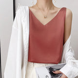 Summer Shiny Satin Silk Tshirt Women Harajuku T Shirt Women Sleeveless Tee Tops Casual Female Luxury