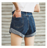 Denim Shorts Jeans Wide Leg Elastic Waist Vintage High Waist Shorts Women Summer