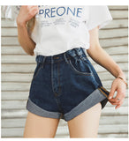 Denim Shorts Jeans Wide Leg Elastic Waist Vintage High Waist Shorts Women Summer